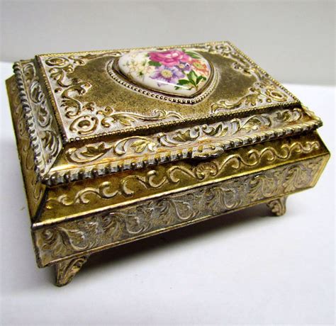 antique metal trinket box embossed|vintage ceramic trinket boxes.